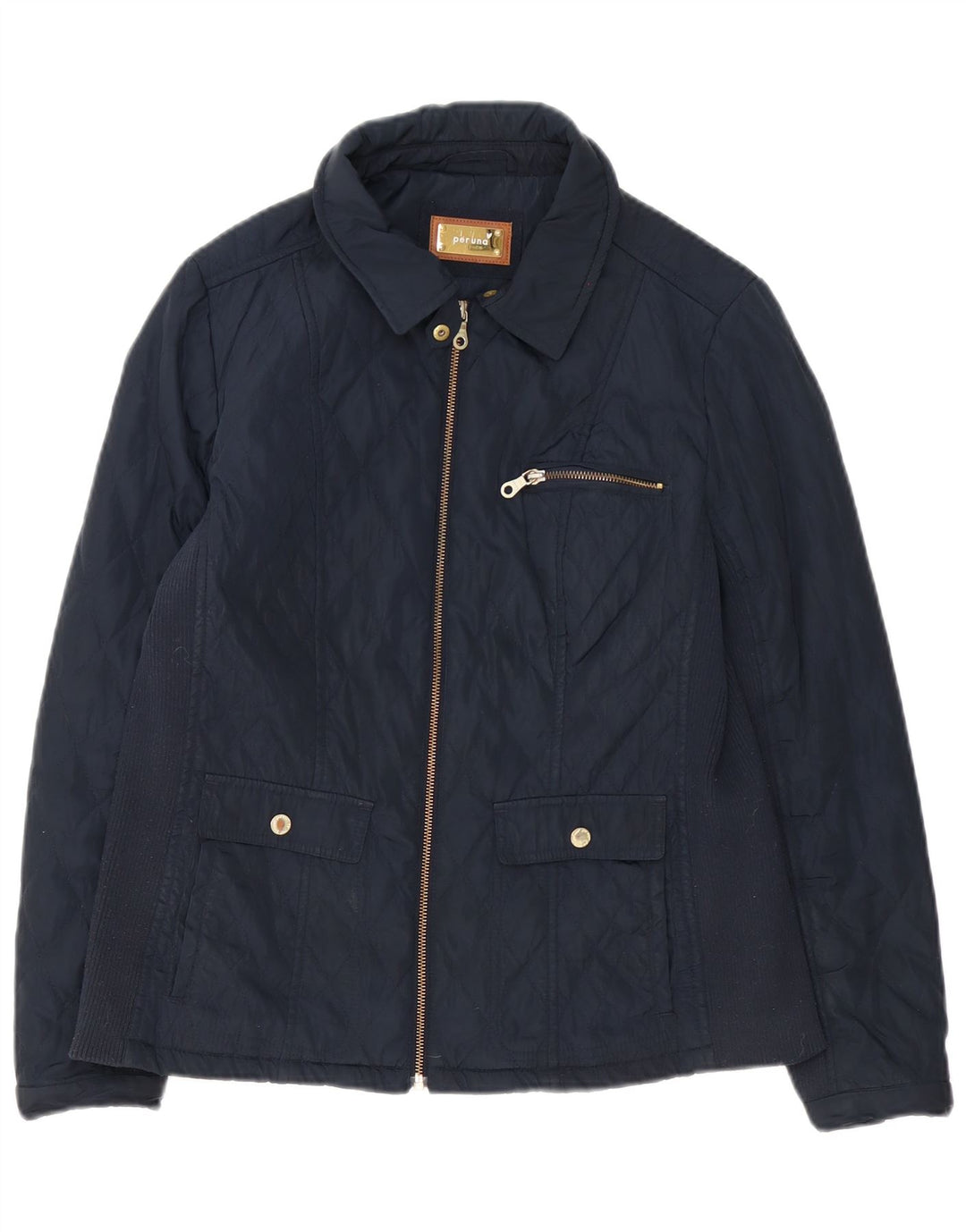 Marks & Spencer Dame Per Una Quiltet Jakke UK 14 Large Navy Blue