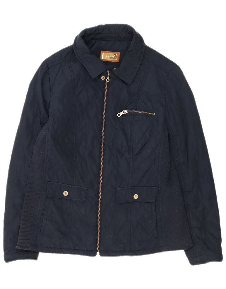 Marks & Spencer Dame Per Una Quiltet Jakke UK 14 Large Navy Blue