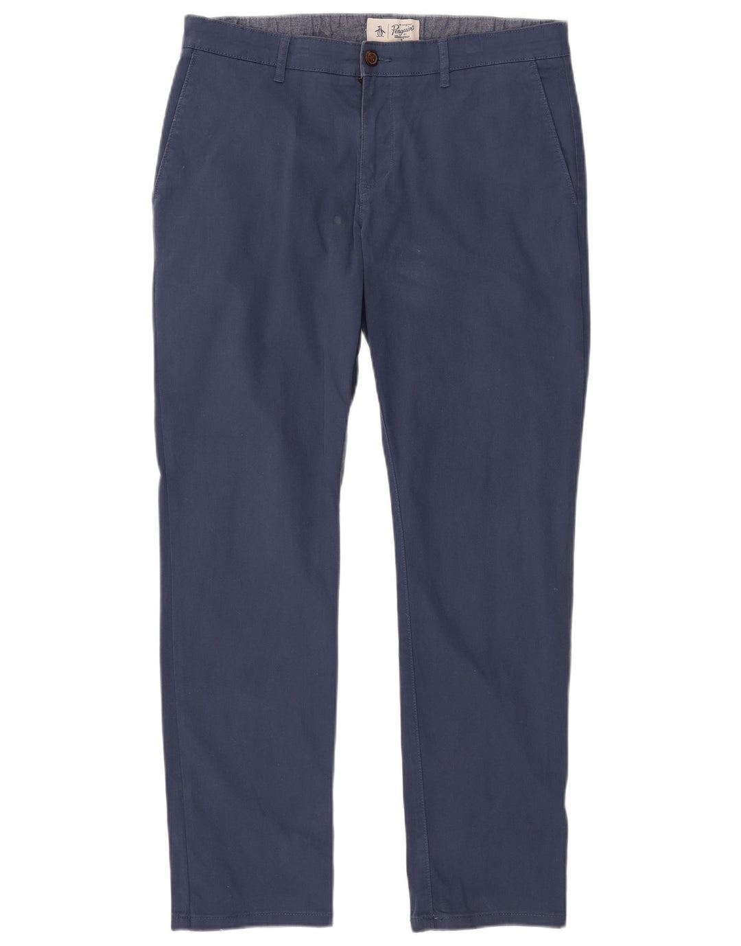 PENGUIN Herre Slim Chino Bukser W34 L32 Marineblå Bomuld