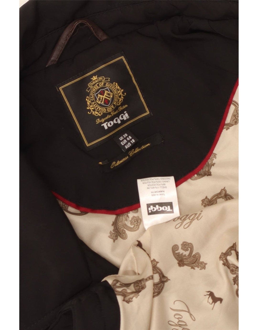 Toggi Womens Pea Coat UK 20 2XL Sort Nylon