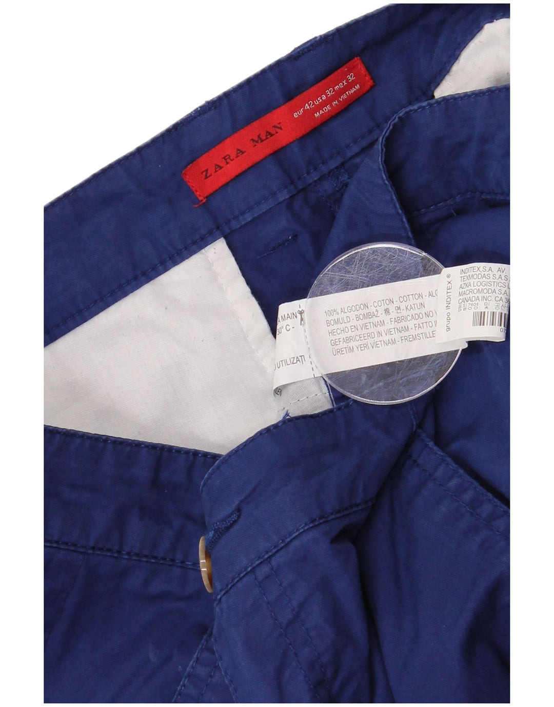 ZARA Chino Shorts til mænd EU 42 Large W32 Blue Cotton