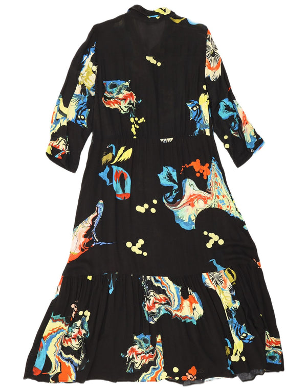 Desigual Womens Abstract Pattern 3/4 Sleeve Shirt Dress UK 18 XL Black
