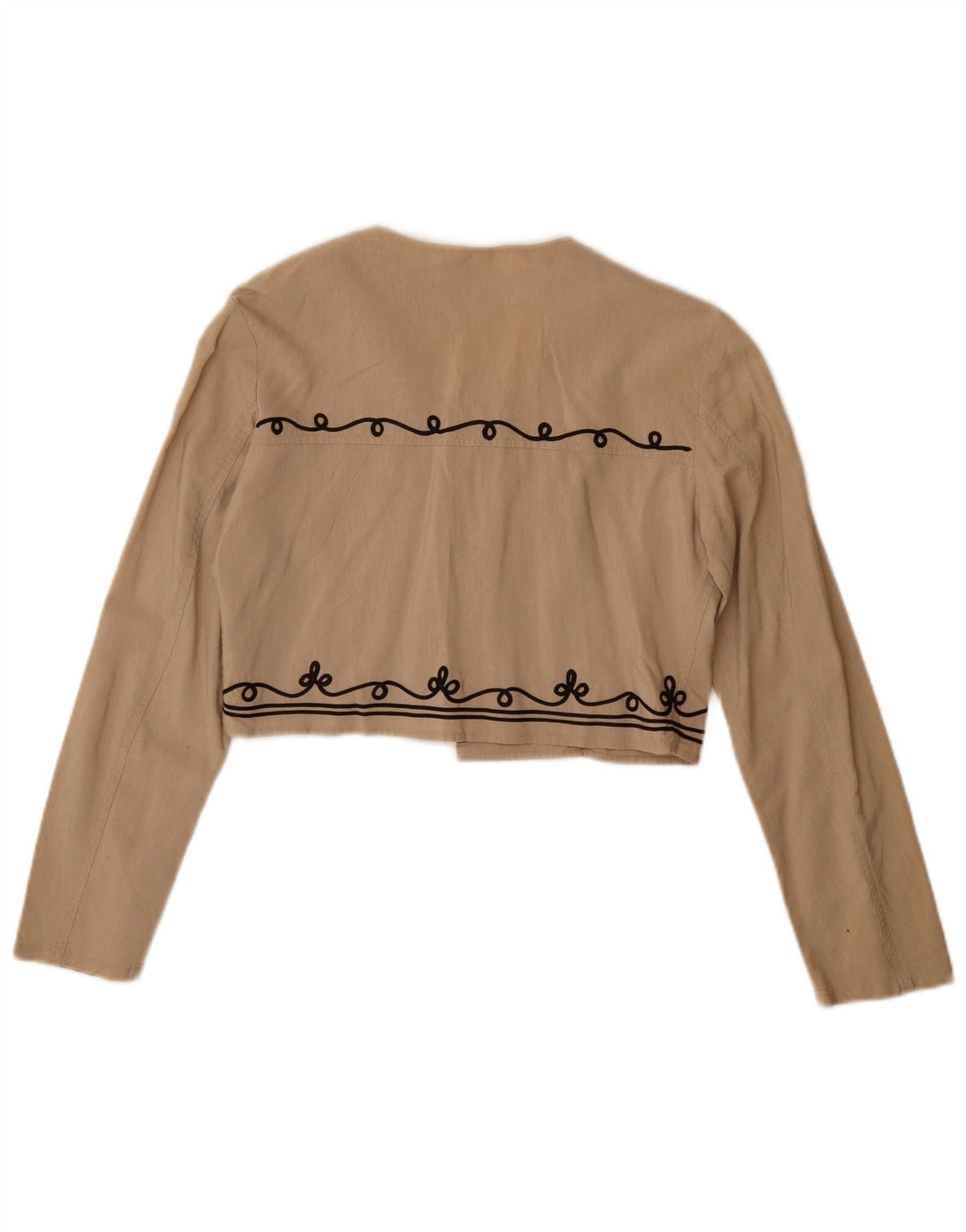 Laura Biagiotti Dame Crop Bolero Jacket UK 12 Medium Beige