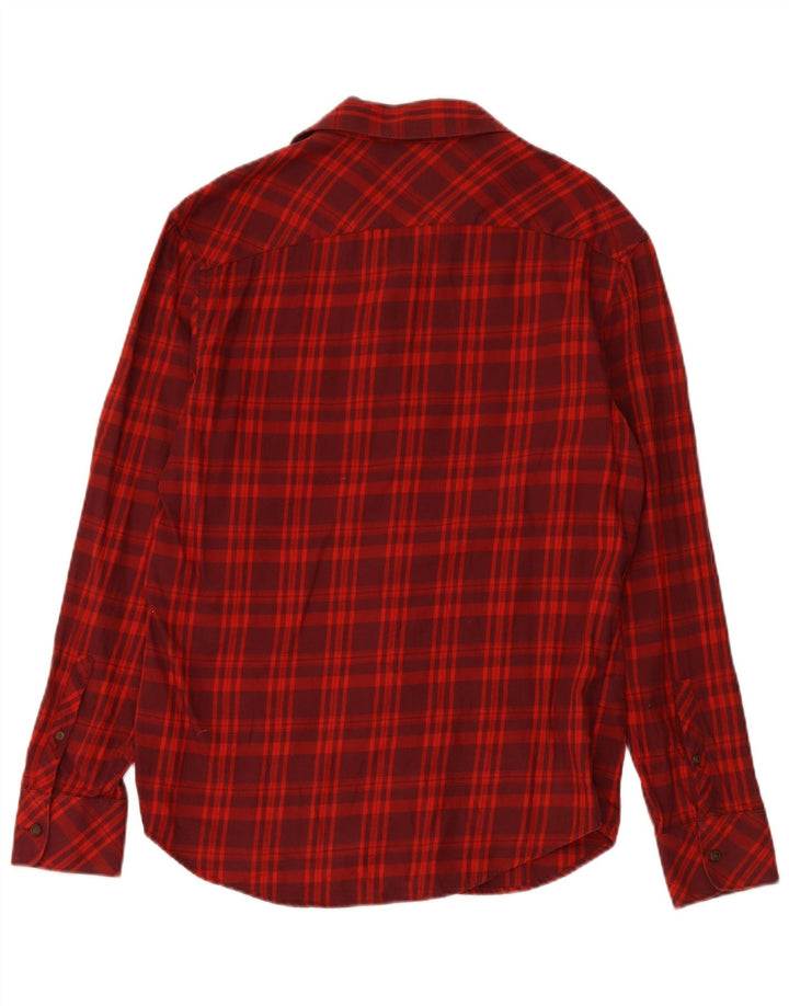PENGUIN Mens Classic Fit Flannel Shirt Small Red Check Cotton