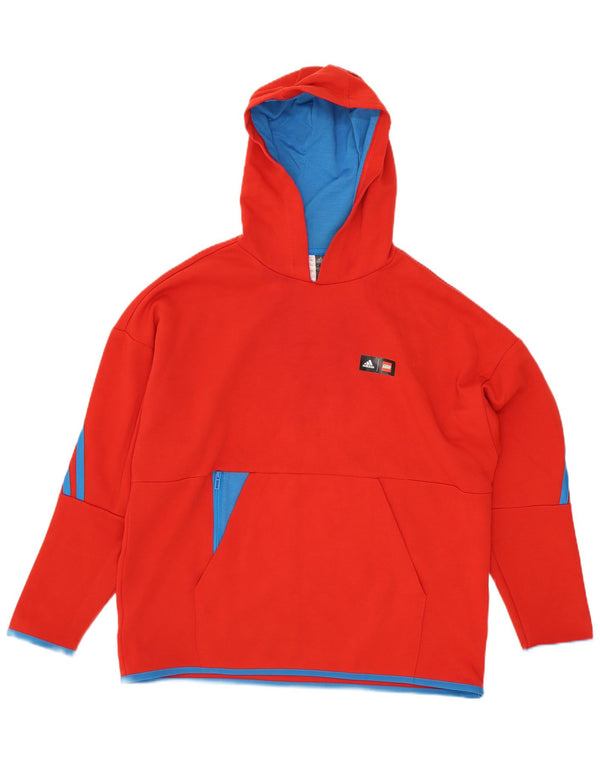 Adidas hættetrøje til drenge 11-12 år Rød Colourblock Bomuld