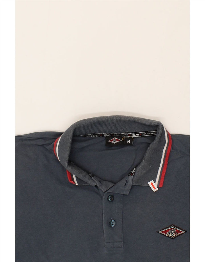 BEAR Mens Polo Shirt Medium Navy Blue Cotton Vintage Bear and Second-Hand Bear from Messina Hembry 