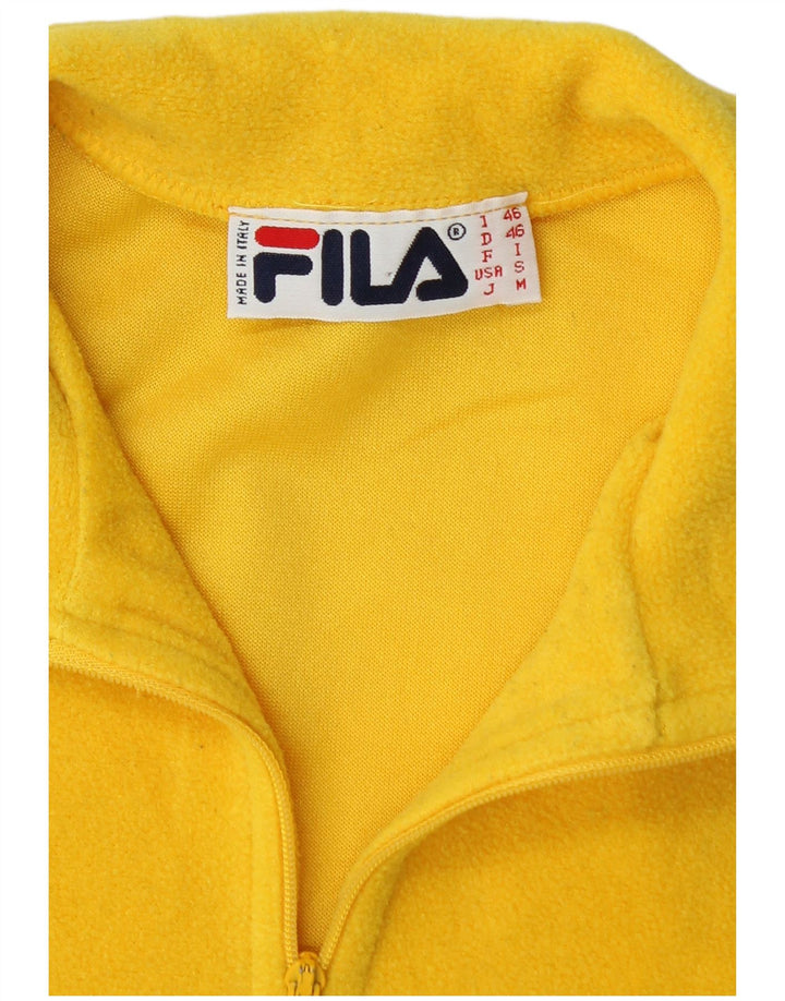 FILA Mens Zip Neck Fleece Jumper IT 46 Small Yellow