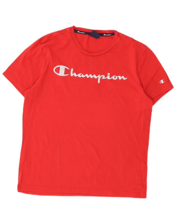 Champion Herre Grafisk T-Shirt Top Medium Rød Bomuld