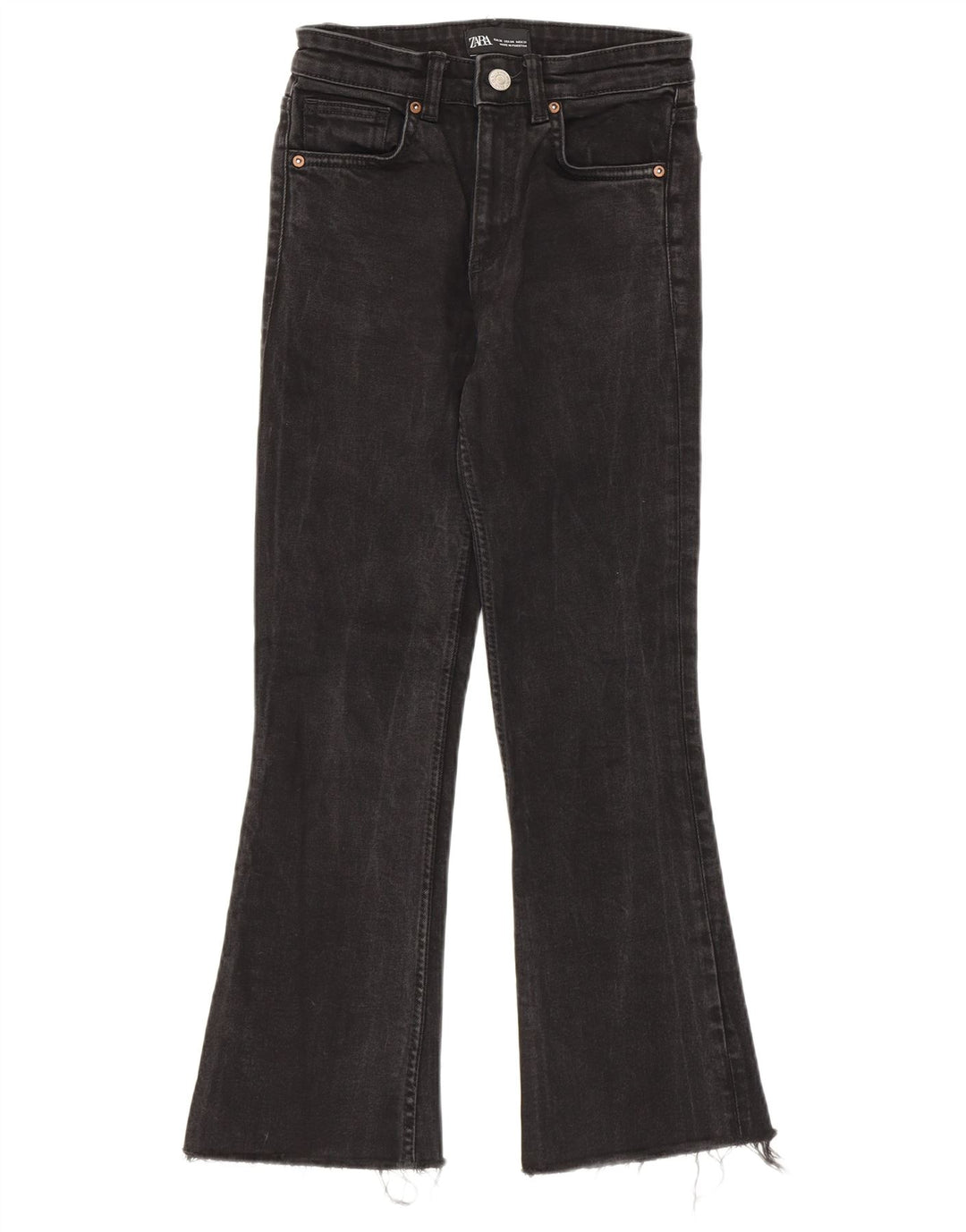 Zara Dame Flared Jeans EU 36 XS W26 L26 Sort Bomuld