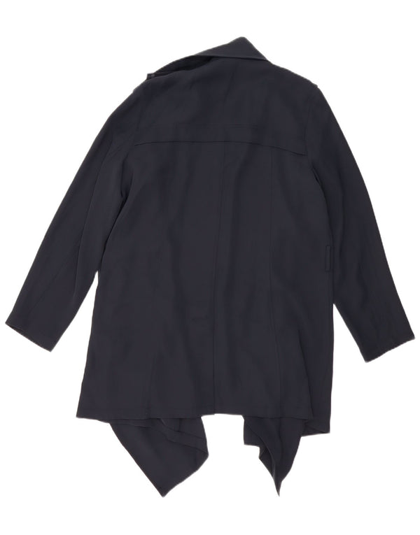 Zara Trench Coat til kvinder UK 16 Large Navy Blue Polyester