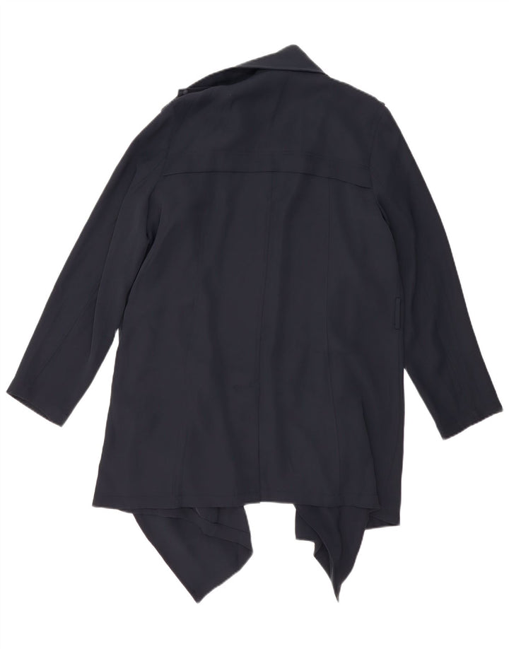 Zara Trench Coat til kvinder UK 16 Large Navy Blue Polyester