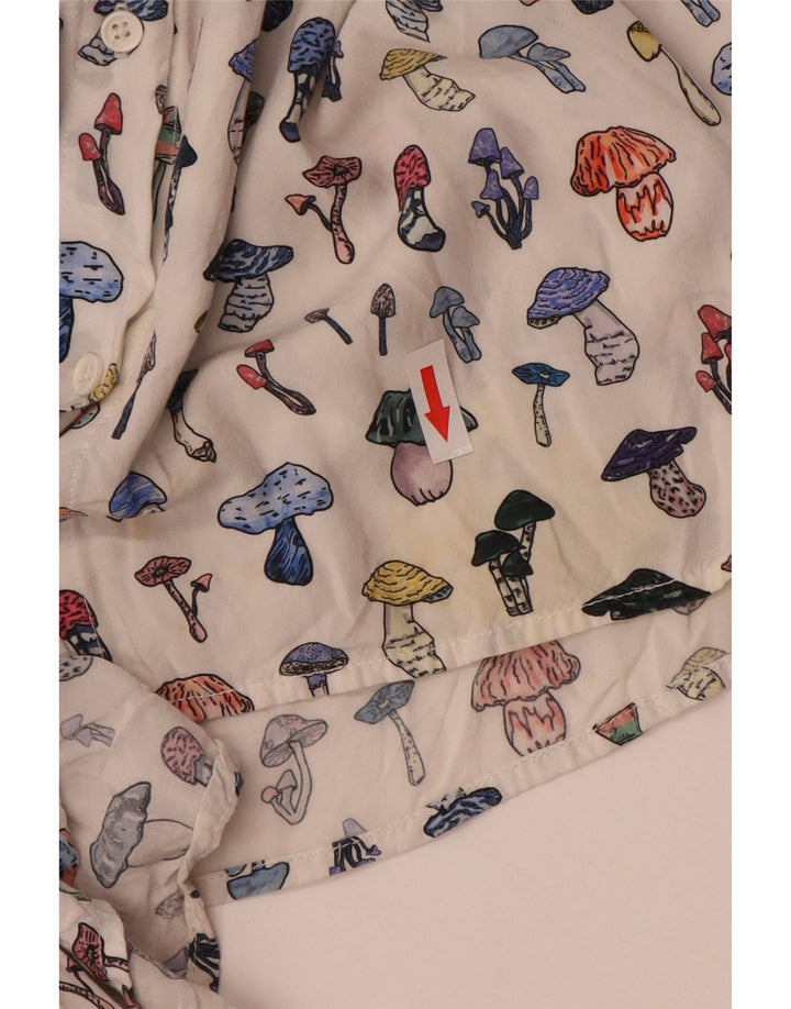 French Connection Dame abstrakt mønster skjorte bluse UK 14 Large White