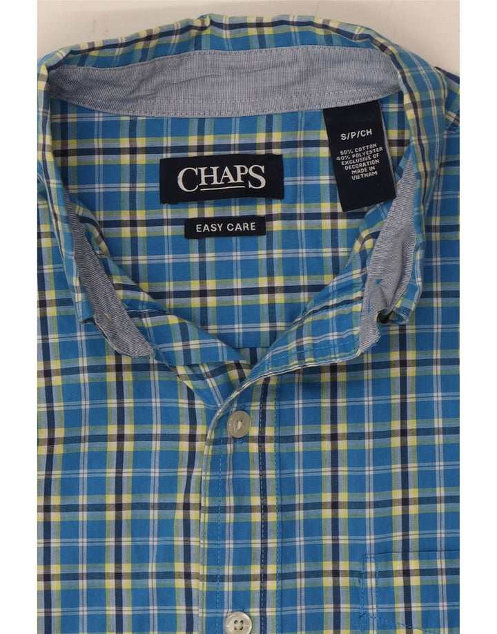 CHAPS Mens Easy Care Shirt Small Blue Check Cotton Vintage Chaps and Second-Hand Chaps from Messina Hembry 