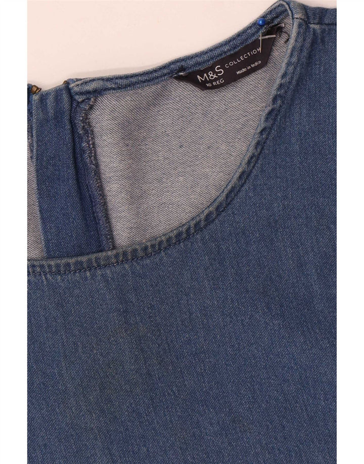 Marks & Spencer Dame 3/4-ærmet oversized denimkjole UK 16 Large Blue