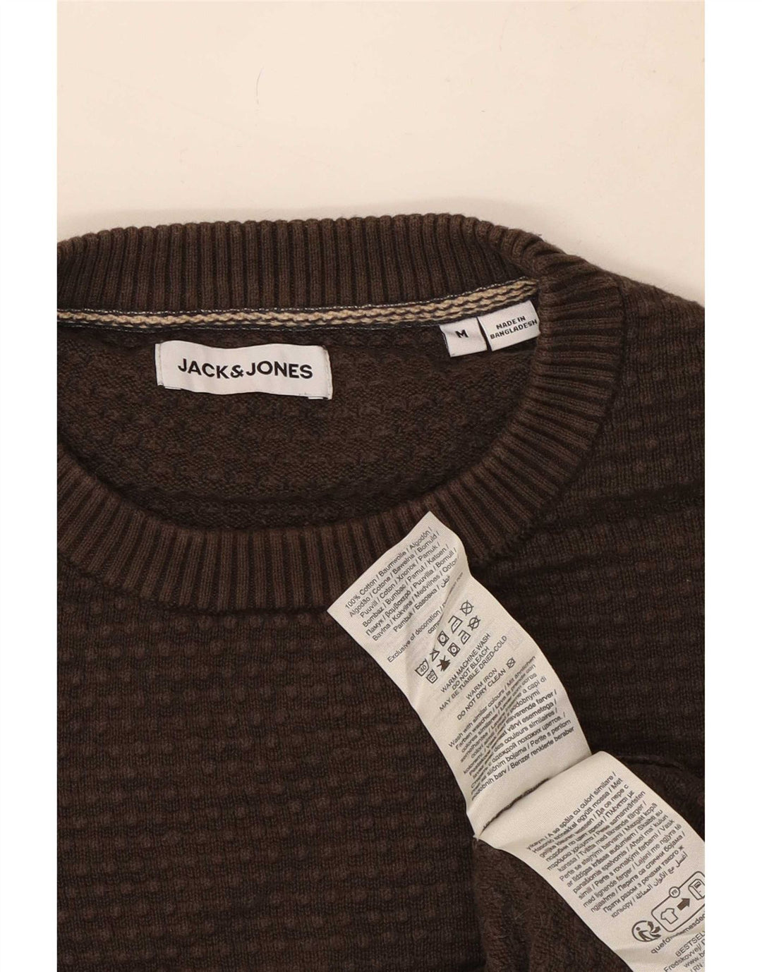 Jack & Jones herre sweater med rund hals, medium brun bomuld