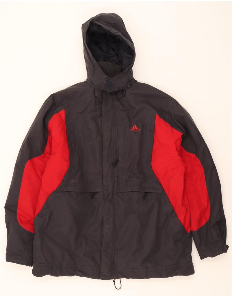 ADIDAS Mens Hooded Windbreaker Jacket UK 44 2XL Grey Colourblock Polyamide Vintage Adidas and Second-Hand Adidas from Messina Hembry 