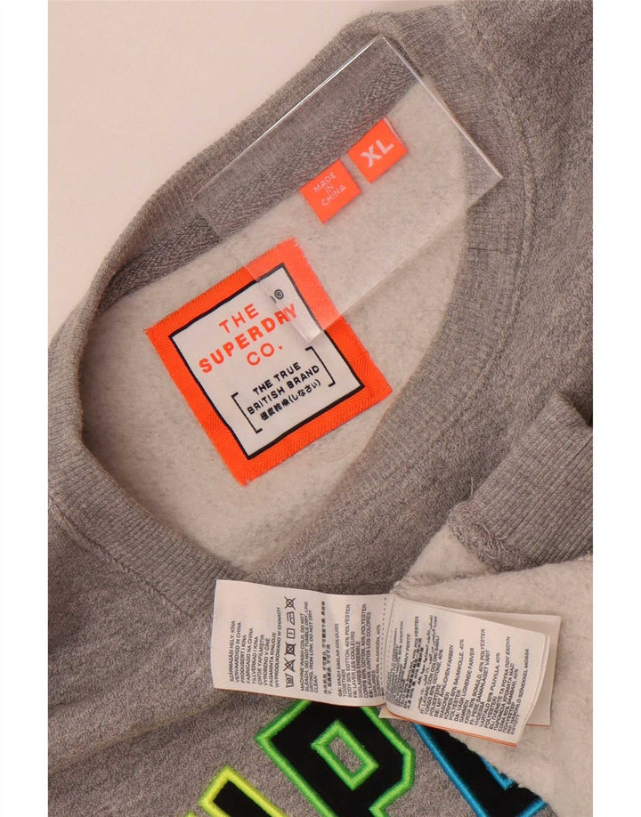 Superdry Grafisk Sweatshirt-trøje til mænd XL Grå Flecked Bomuld