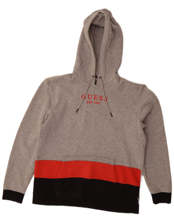 Guess Herre grafisk Regular Fit hættetrøje Jumper Large Grå Colourblock Bomuld