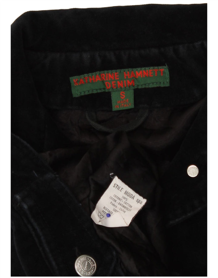 Katharine Hammett Dame Crop Bomber Jacket UK 8 Small Navy Blue Cotton