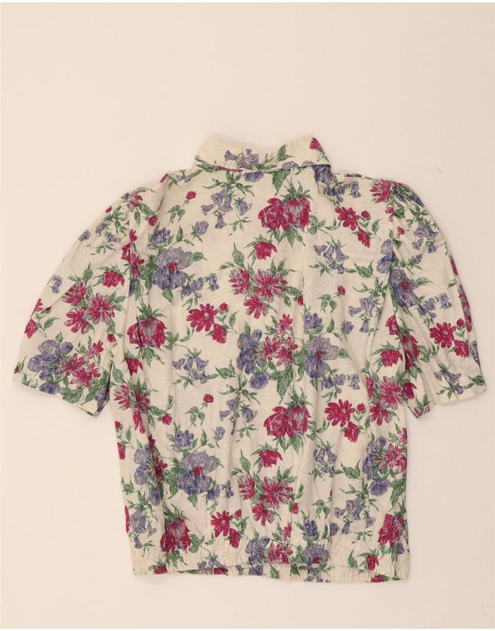 YESSICA Womens Shirt Blouse IT 44 Medium Beige Floral Viscose Vintage Yessica and Second-Hand Yessica from Messina Hembry 