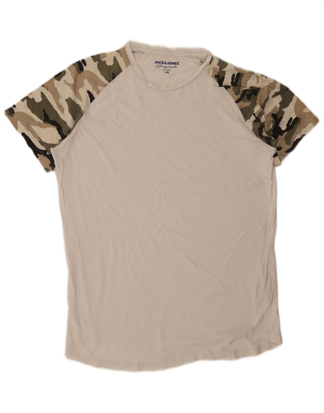 JACK & JONES Herre T-Shirt Top Medium Hvid Camouflage Bomuld