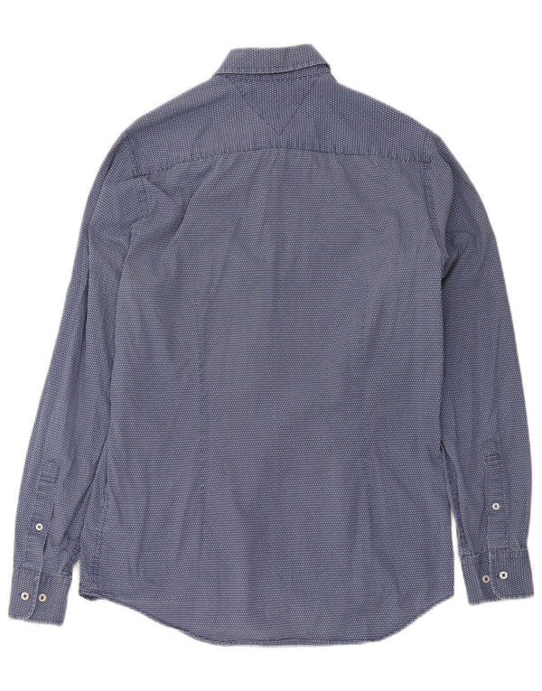 Tommy Hilfiger Herre Slim Fit skjorte Medium Blue Spotted Bomuld