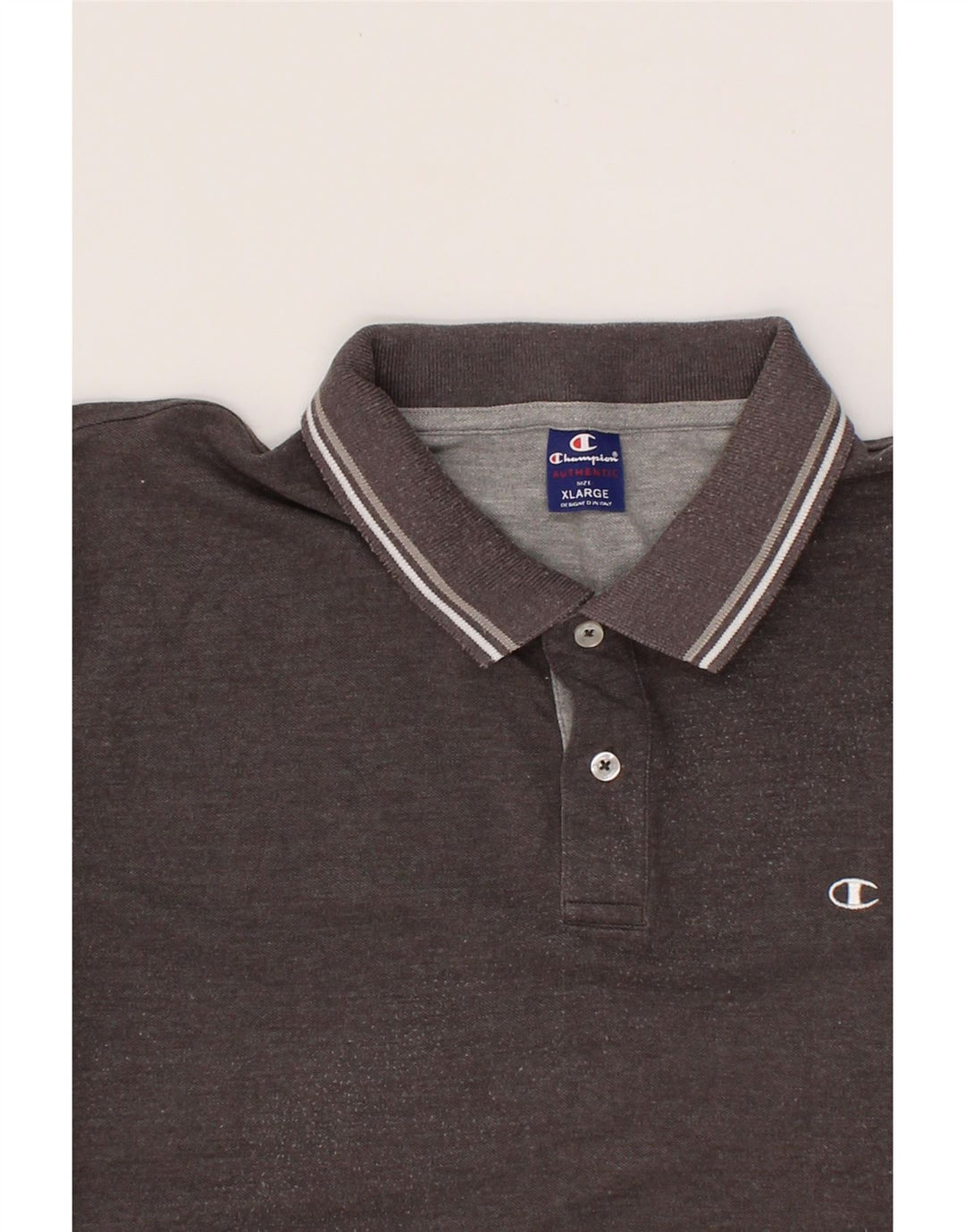 CHAMPION Mens Polo Shirt XL Grey Cotton Vintage Champion and Second-Hand Champion from Messina Hembry 