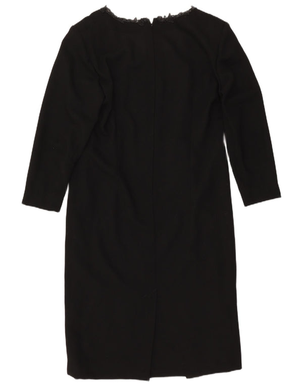 VINTAGE Dame Langærmet Skede Kjole UK 14 Large Sort