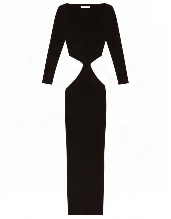 Topshop Womens Long Sleeve Cutout Bodycon Dress UK 4 XS Black Viscose