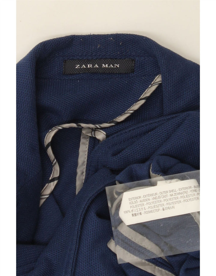 Zara Herre 2-knaps blazerjakke UK 34 XS marineblå polyester