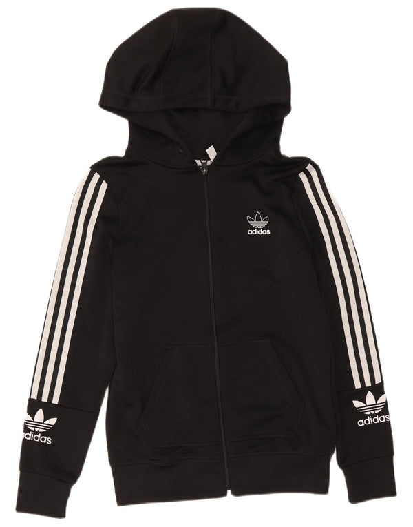 Adidas Dame Grafisk Hættetrøje Sweater UK 14 Medium Sort Polyester