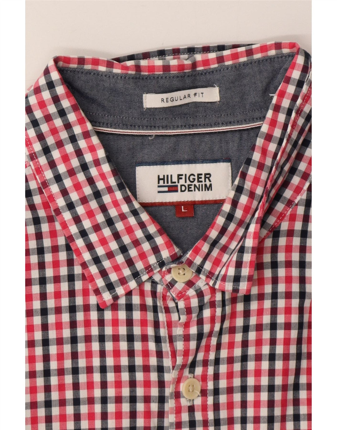 TOMMY HILFIGER Herre Regular Fit kortærmet skjorte Stor rød ternet