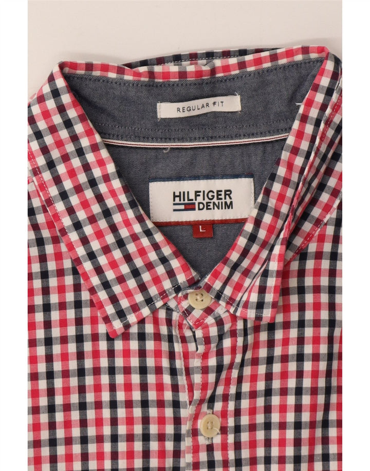 TOMMY HILFIGER Herre Regular Fit kortærmet skjorte Stor rød ternet