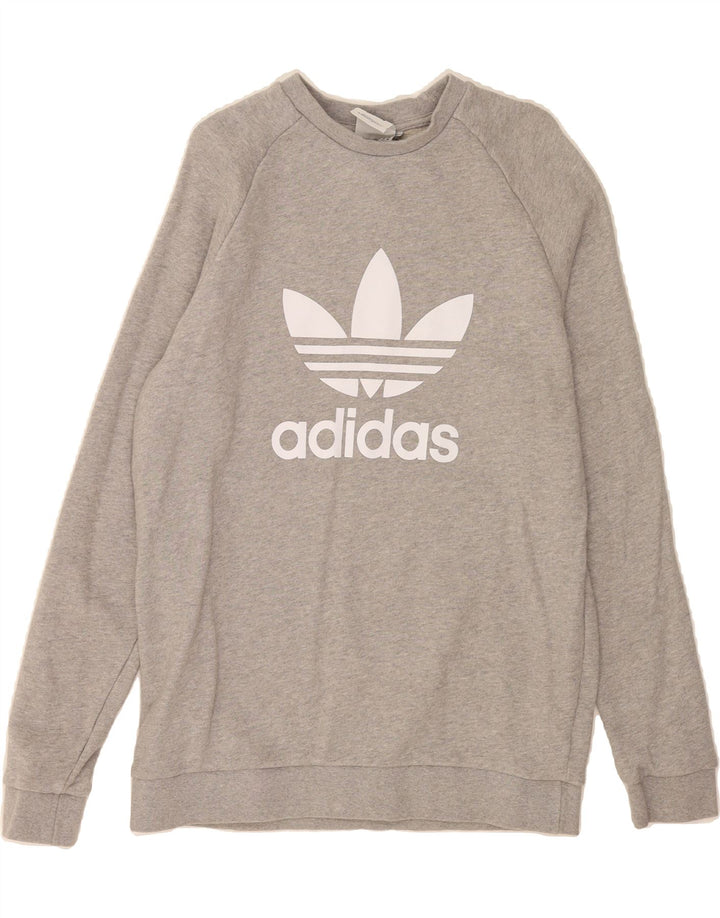 ADIDAS Mens Graphic Sweatshirt Jumper Medium Grey Cotton Vintage Adidas and Second-Hand Adidas from Messina Hembry 