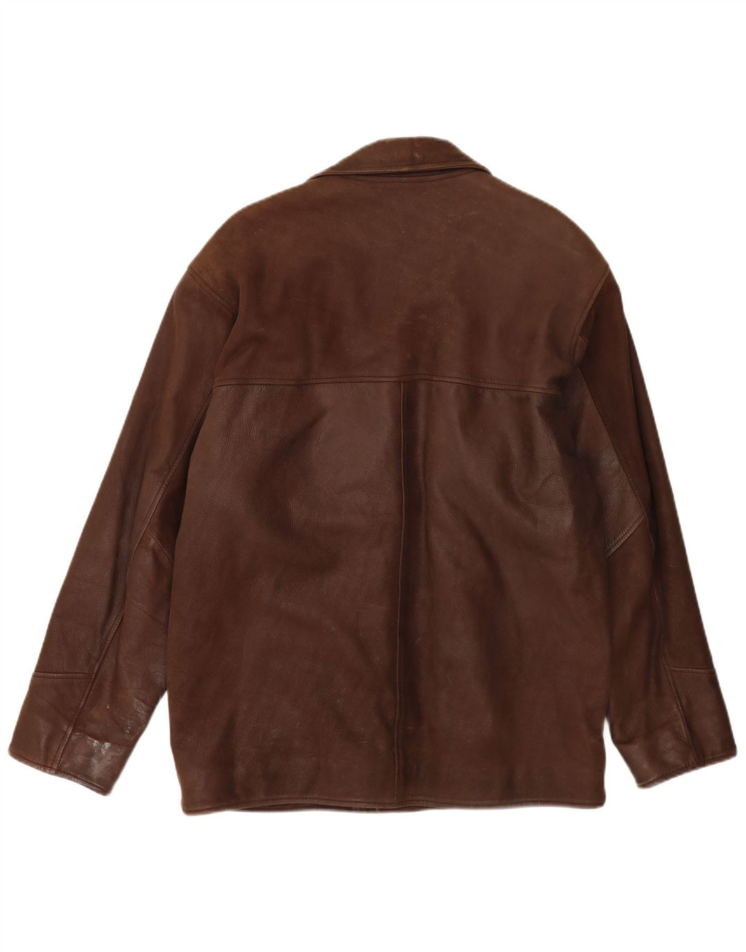 Vintage Herre Loose Fit 3-knaps læderblazerjakke UK 38 Medium Brown