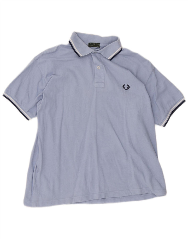 FRED PERRY drenge poloshirt 15-16 år blå stribet bomuld