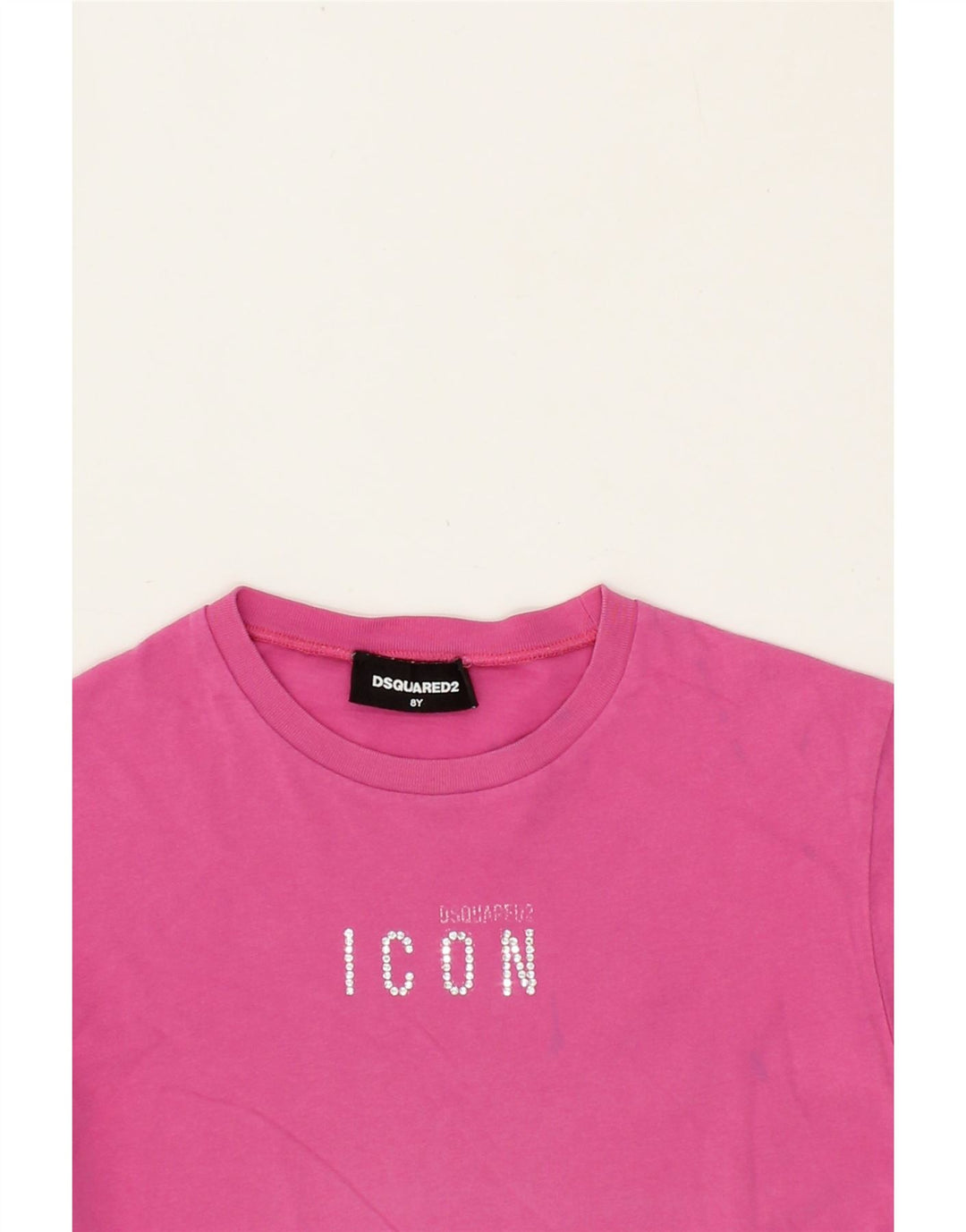 DSQUARED2 Girls Graphic T-Shirt Top 7-8 Years Pink Cupro Vintage Dsquared2 and Second-Hand Dsquared2 from Messina Hembry 
