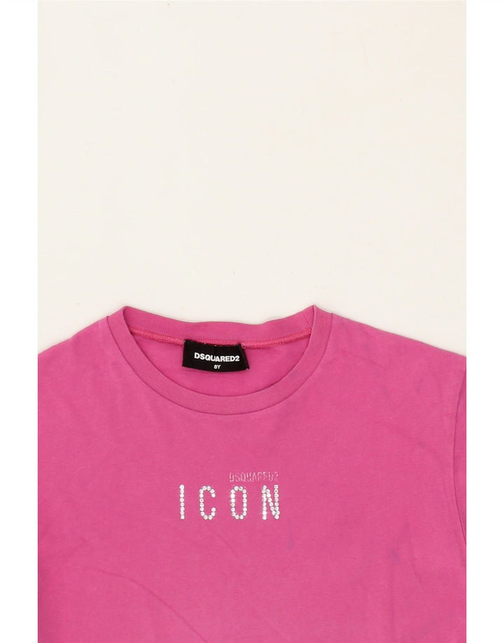 DSQUARED2 Girls Graphic T-Shirt Top 7-8 Years Pink Cupro Vintage Dsquared2 and Second-Hand Dsquared2 from Messina Hembry 