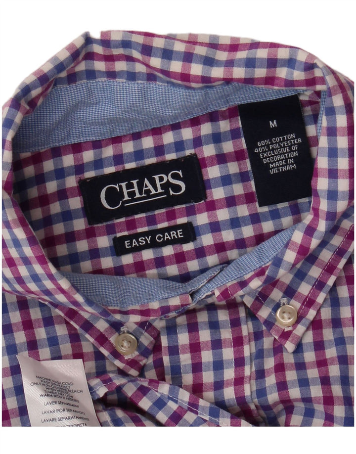 CHAPS Nem pleje kortærmet skjorte til mænd Medium Blue Gingham Cotton