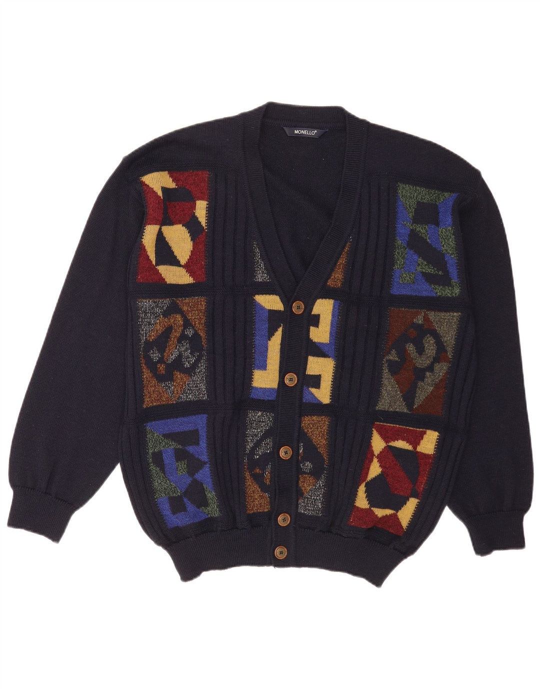 Monello Herre Cardigan Sweater Stor Marineblå Geometrisk
