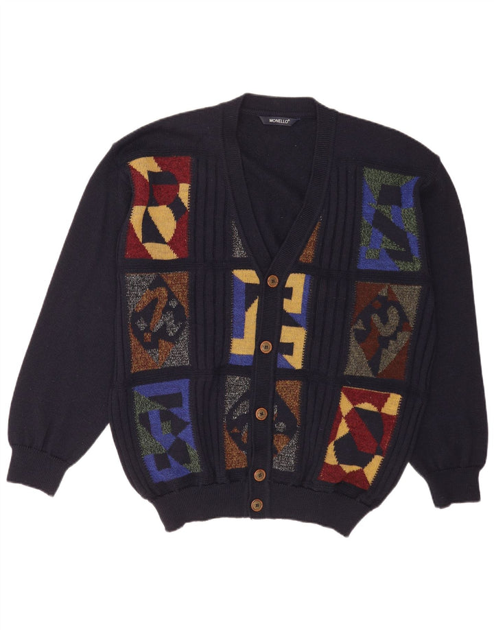 Monello Herre Cardigan Sweater Stor Marineblå Geometrisk