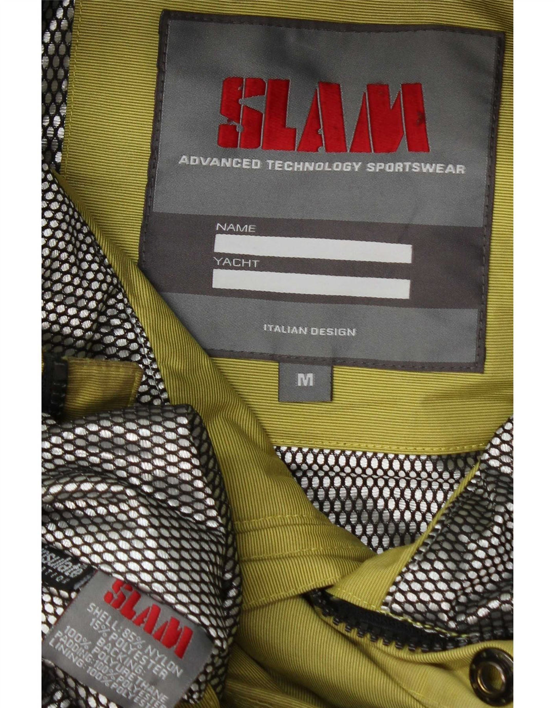 Slam Herre Grafisk Hooded Windbreaker Jacket UK 38 Medium Gul Nylon