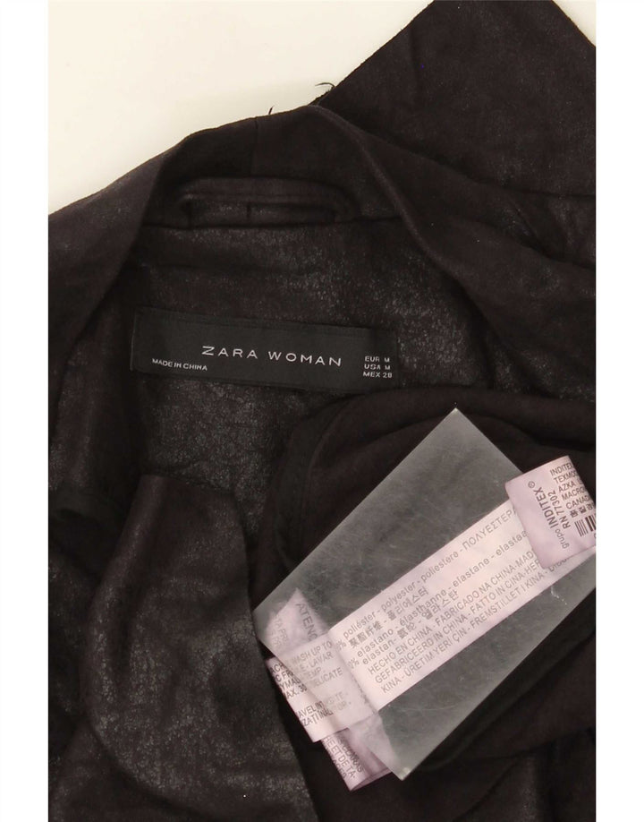 Zara Dame Asymmetrisk Cardigan Top UK 14 Medium Sort Colourblock