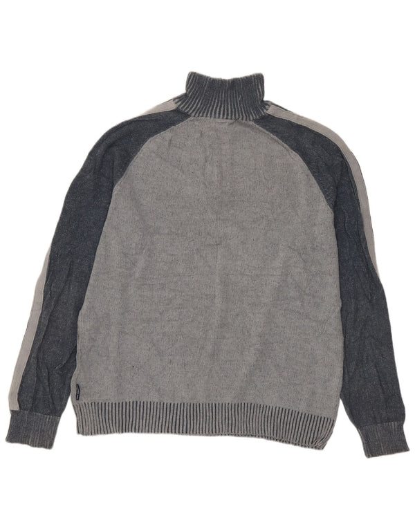 Calvin Klein Jeans Herre Zip Neck Jumper Sweater Medium Grey Colourblock