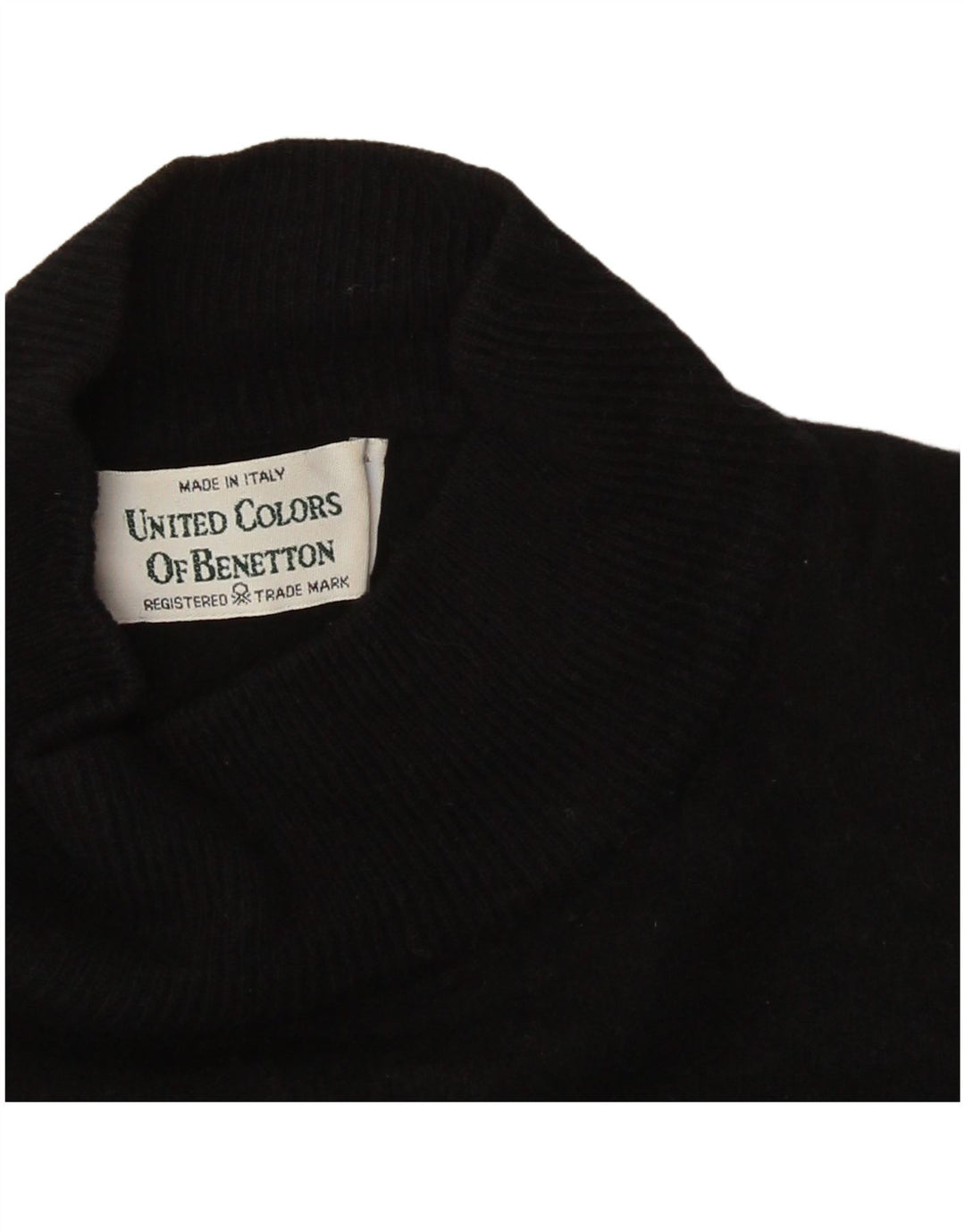 Benetton Dame Turtle Neck Jumper Sweater UK 10 Small Black