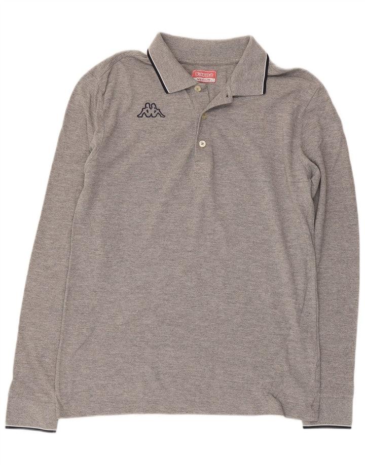 KAPPA Langærmet poloshirt til mænd, mellemgrå flækket bomuld