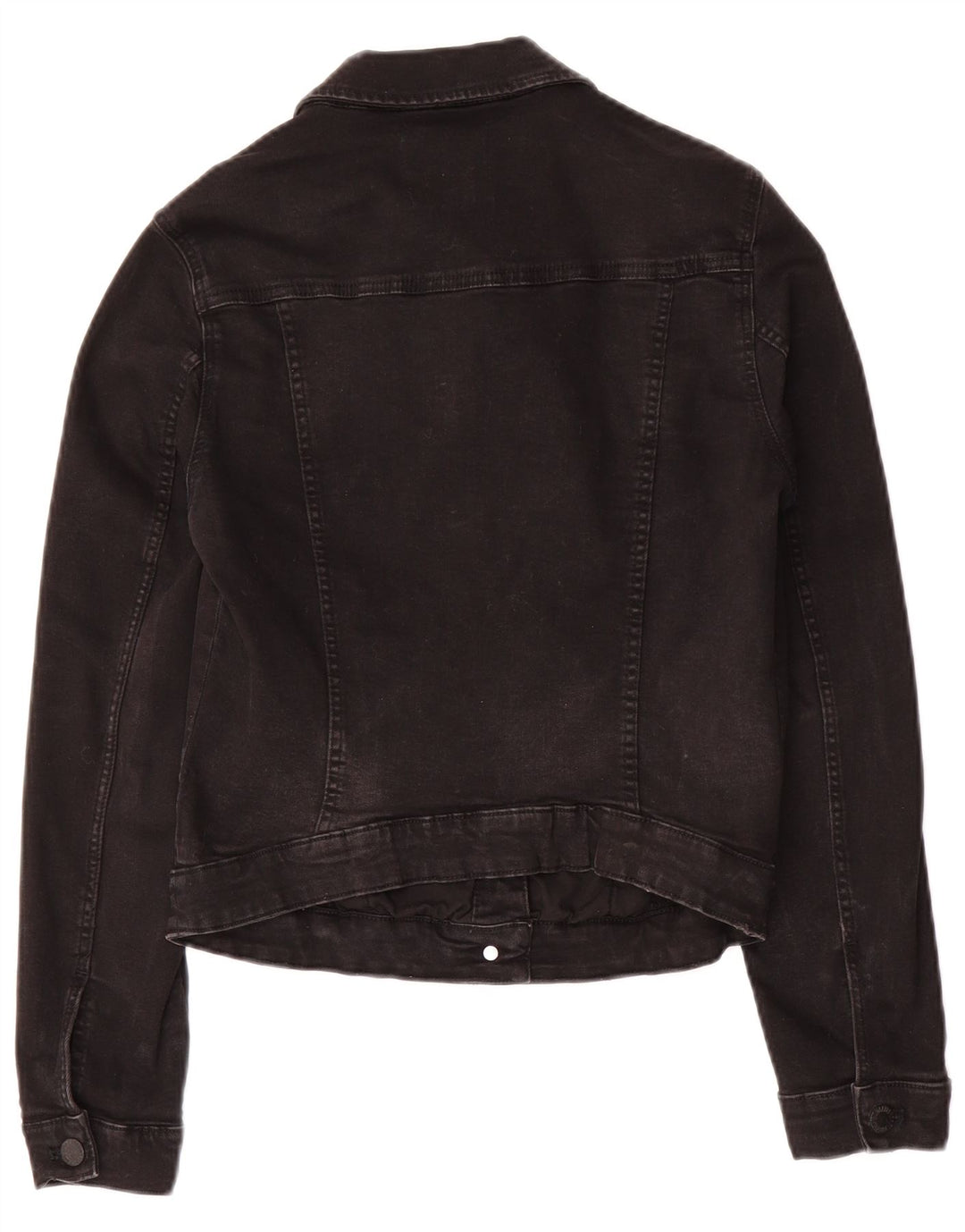 Zara Dame Trafaluc Crop Denimjakke UK 12 Medium Sort Bomuld
