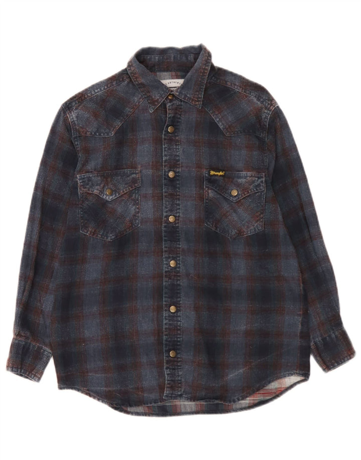 Wrangler drenge vestlig flannel skjorte 12-13 år medium blå ternet bomuld