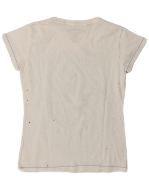 Hard Rock Cafe Dame New York Grafisk T-Shirt Top UK 10 Small White
