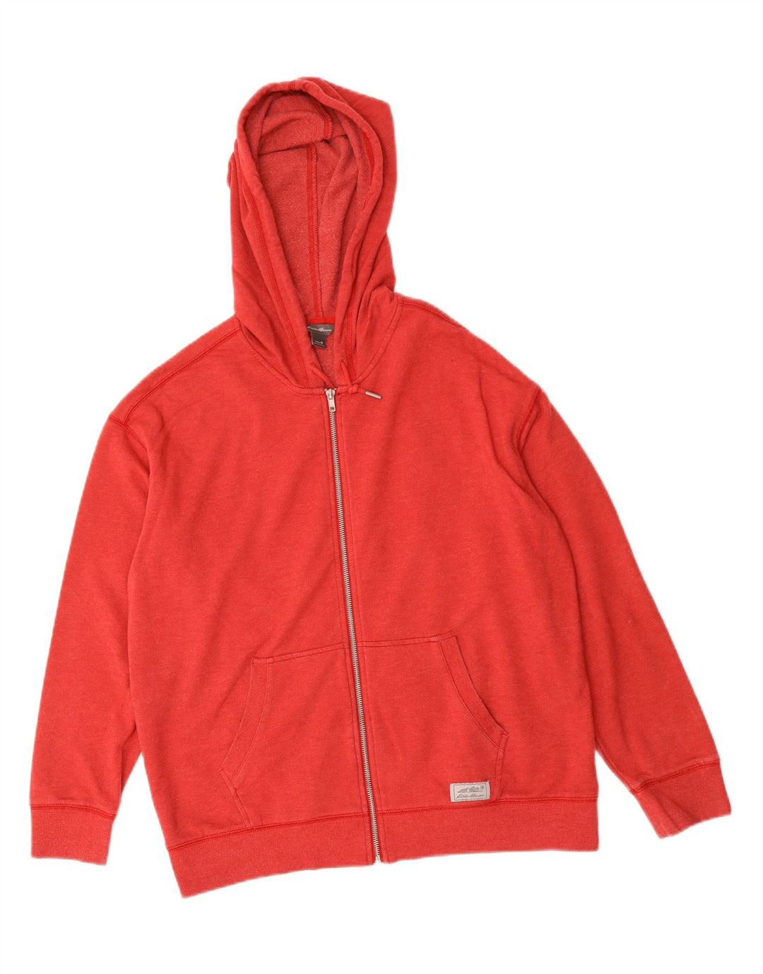 EDDIE BAUER Womens Oversized Zip Hoodie Sweater UK 14 Medium Red Cotton Vintage Eddie Bauer and Second-Hand Eddie Bauer from Messina Hembry 